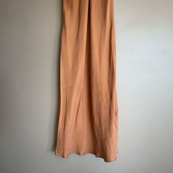 Anine Bing Bay Slip Dress Camel‎ Size Small Tan Brown Silky Midi Chic Sexy Cupro - Picture 14 of 16